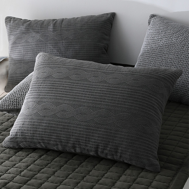 보드라미 극세사 순면 꽈배기니트 베개커버