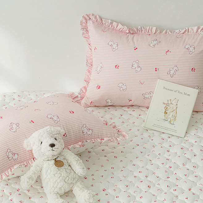 세사온라인 알러지케어 베개커버 체리베어, 핑크