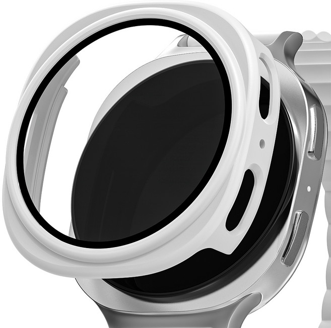 아이몰 스마트워치 9H 강화유리 풀커버 프레임 케이스, 화이트, 1개