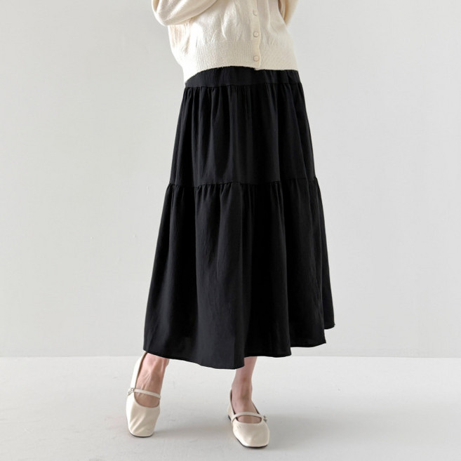 라라온 밴딩 플레어 캉캉 티어드 롱 스커트 26TSP3636