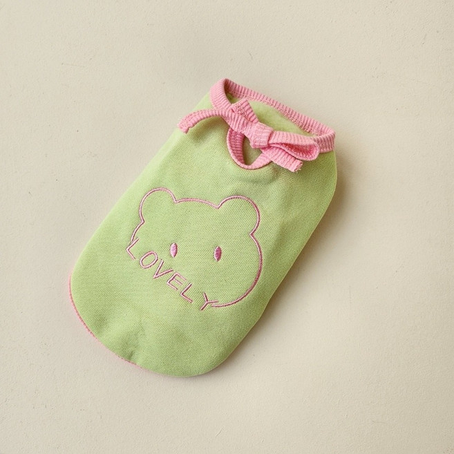 코코스튜디오 반려동물 러블리 토롱 기모 리본 티셔츠, 그린, 1개