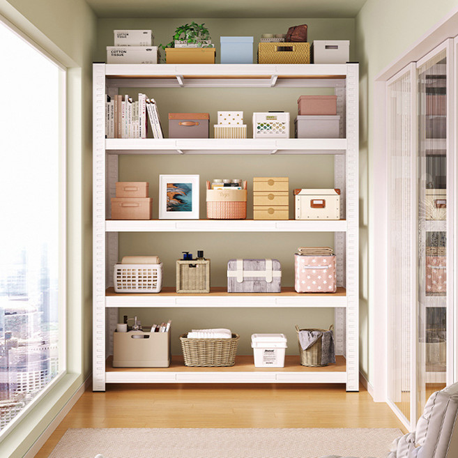 비마이엑스 튼튼 간단 조립식 철제 앵글 선반, 화이트, 5단