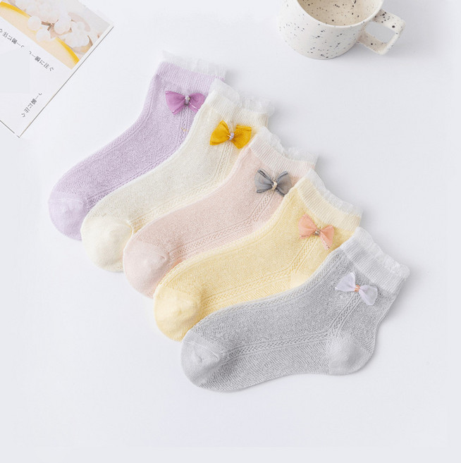 여아용 아이뿜 나비소녀 리본 메쉬 양말 5켤레 세트 B212 6-8세