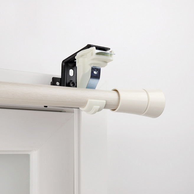 창안애 못없이 설치하는 커튼봉 안뚫어고리 세트 이지홀더 블랙 + 커튼봉, 블랙(홀더), 아이보리(커튼봉)