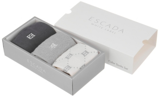 ESCADA 女性經典金色中筒襪 3雙入