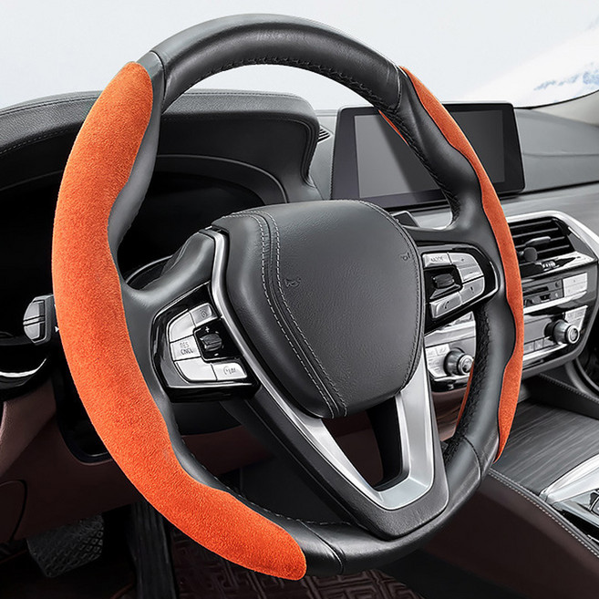 앤티스 스웨이드 스티어링 핸들커버, 브라운