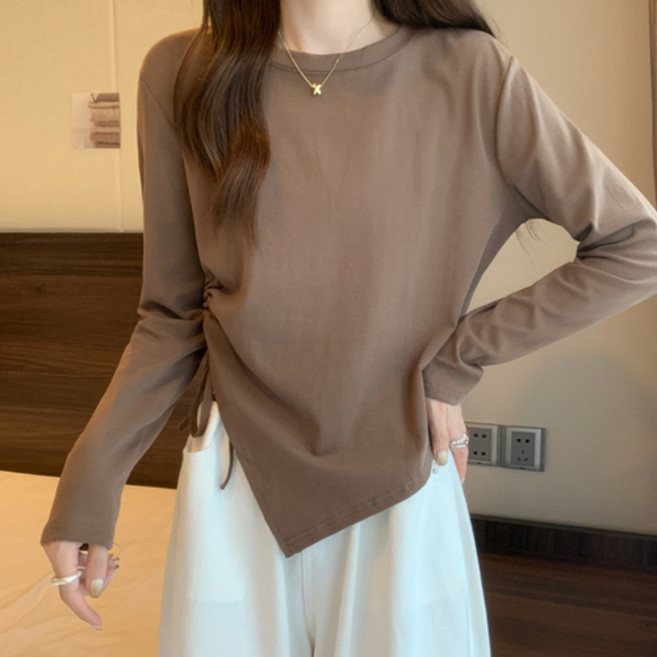 파라다이소 여성용 허리끈 조절 편안한 캐주얼 데일리핏 티셔츠