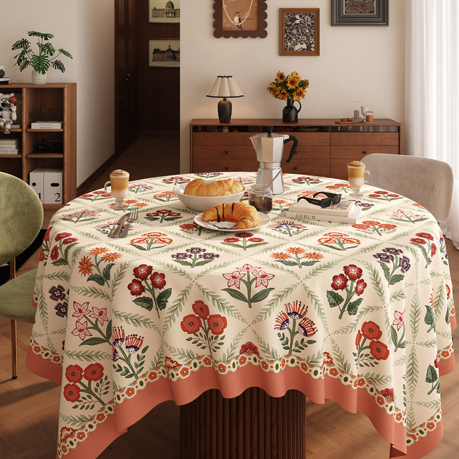 델리리움 아메리칸 레트로 원형 고급 식탁보, type 7, 1개, 140 x 180 cm