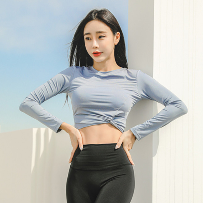 튜브트리 여성용 크롭 꼬임 래쉬가드 상의