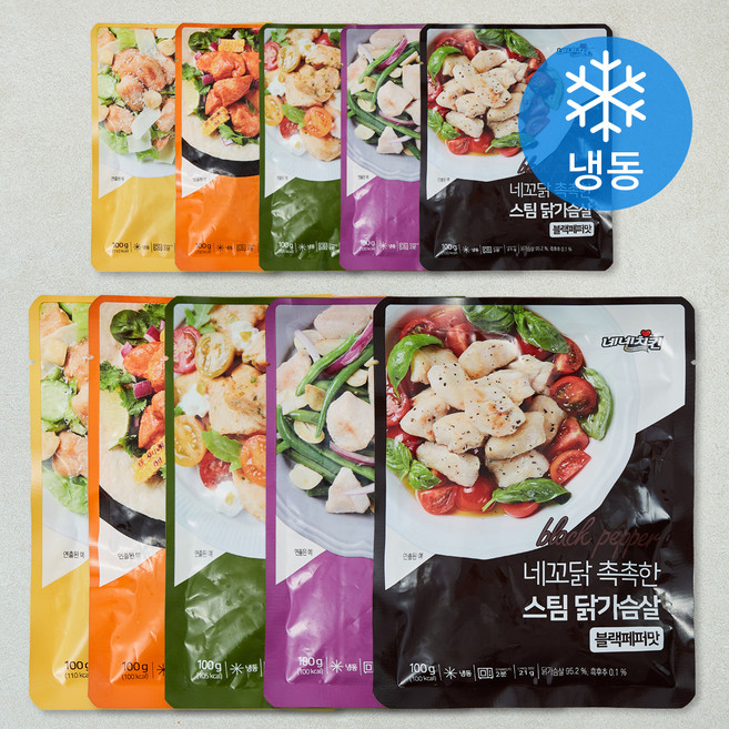 네네치킨 네꼬닭 촉촉한 스팀 닭가슴살 5종 x 2p세트 1kg (냉동), 100g, 1개입, 10개