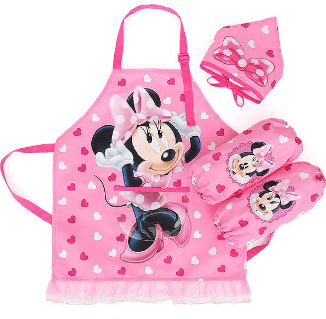 디즈니 미니마우스 하트 앞치마 + 토시 + 두건 세트 PO132