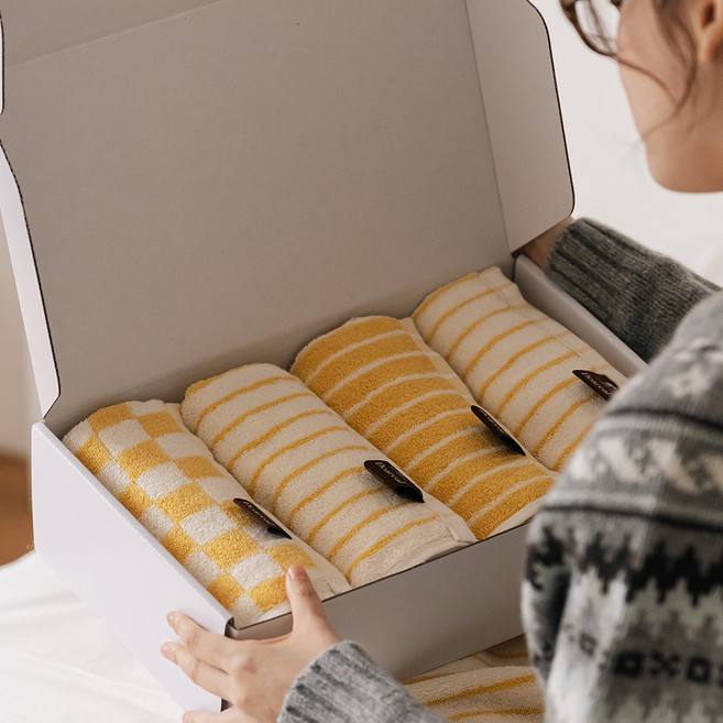 디어리얼 수건 200g 면사 4p 패키지 세트, 버터, 1세트