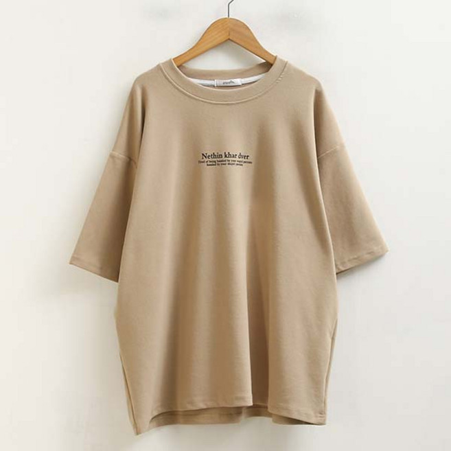 피핀 여성용 자체제작 오버핏 레터링 반팔 티셔츠 111821