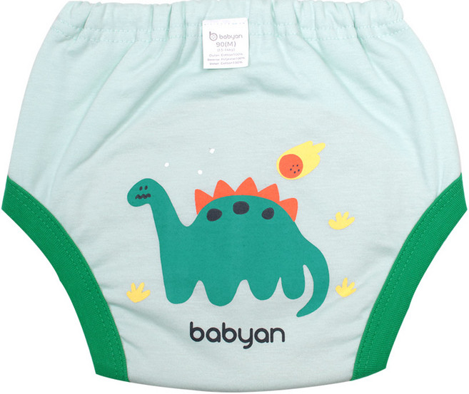 babyan 5層防水幼兒如廁訓練褲 寬大防水膜範圍, 恐龍 綠色, 1件