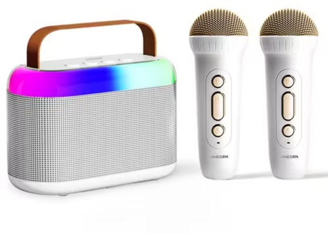 유니콘 무선 블루투스 5.3 노래방 스피커 + 듀얼마이크, KTV-600GM