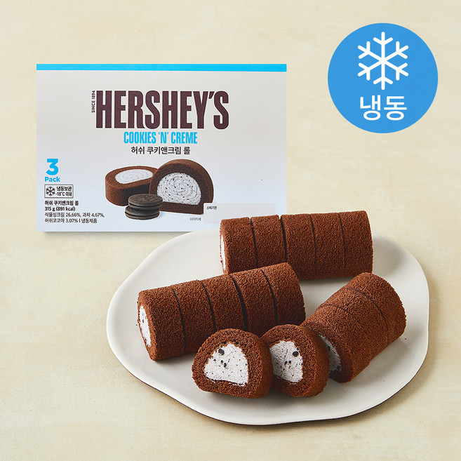 허쉬 쿠키앤크림 롤 3개입 (냉동), 315g, 1개