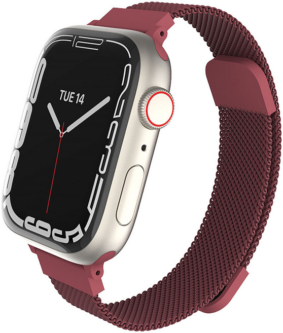 MOLAN CANO Apple Watch 相容 纖薄米蘭尼斯錶帶, 覆盆子