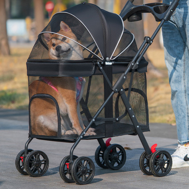 레드퍼피 강아지 벨라 유모차, 블랙, 1개