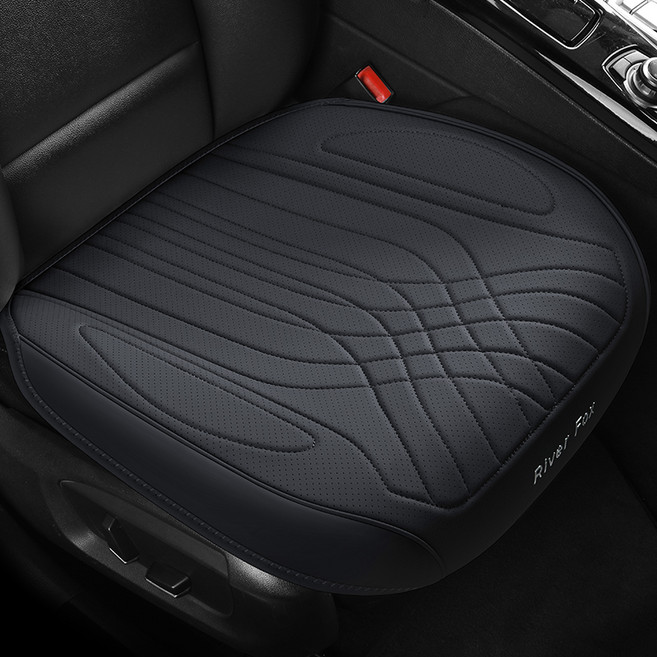 리버폭스 차량용방석 럭셔리 풀커버 타공 가죽방석 2025년형 소형, 블랙, 1개