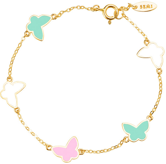 SEMI JEWELRY 女性用 14K 墜入蝴蝶 手鍊 + 購物袋