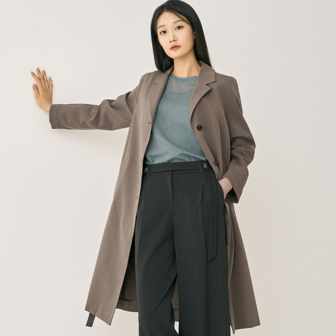 zishen 女款 Pierose 附腰帶 A字型長版風衣外套 LFCAN902