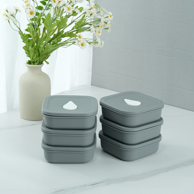 소노리떼 실리콘 밥팩 정사각 300ml, 그레이, 6개