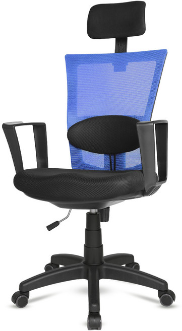 체어포커스 바른자세 메쉬 고급형 대요추헤드형 블랙바디 의자 MW800, 블루