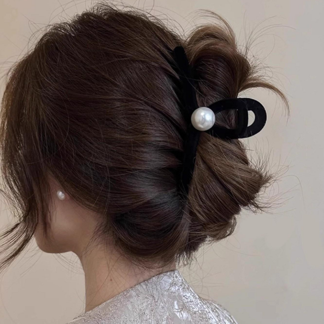 미다미 벨벳 카를 진주 꼬임 집게핀 1406