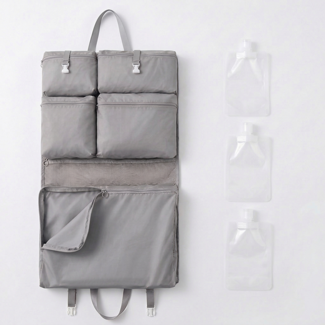 벨리안 걸이형 여행용 파우치 + 소분 파우치 100ml x 3p 세트