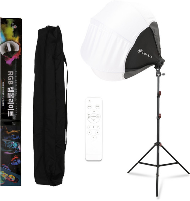 대한 RGB 젬볼 소프트박스 65cm 지속광 LED 개인 방송 제품 음식 사진 촬영 조명 삼각대 세트, SET-RGBJL01, 1세트