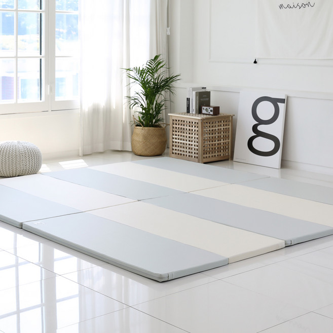 본베베 유아용 거실 5단 일반 폴더매트, 퓨어라이트그레이