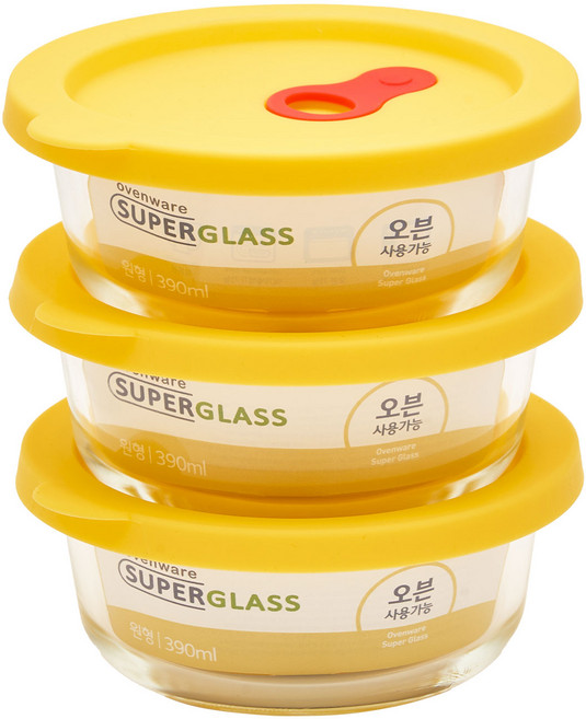 아이락 원형 HOT 쌀밥 뜨밥용기, 3개, 390ml