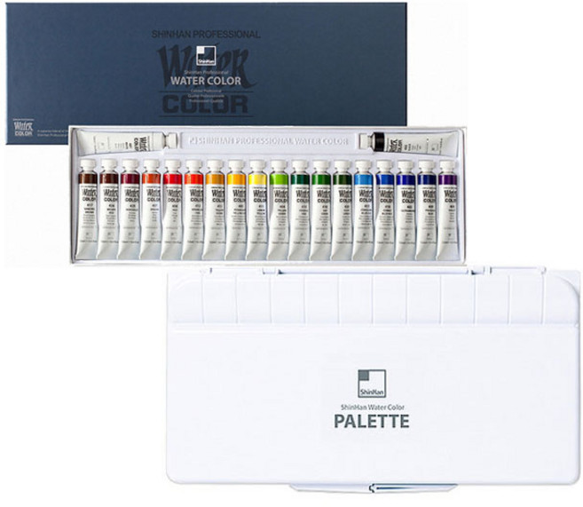 신한화구 전문가 수채화 물감 12ml x 20p + 수채화 24칸 팔레트, 240ml, 20색