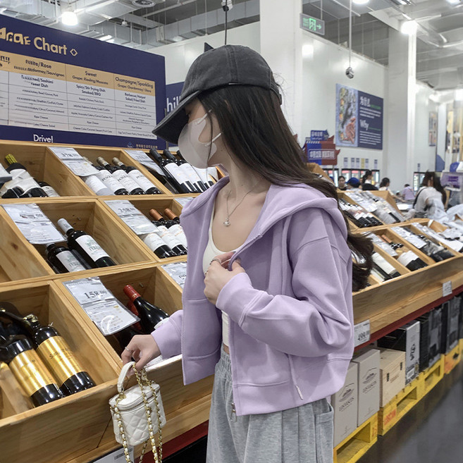 피어니스트 모던 크롭 데일리 후드 집업