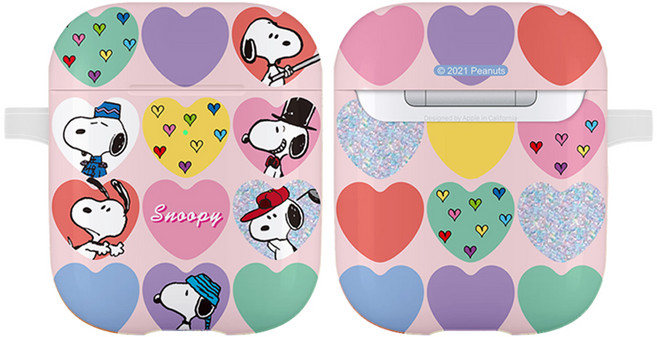 데일리 라이프 에어팟 고리형 케이스 + 목걸이형 카라비너 세트, 스누피