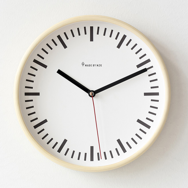 MJK 255 레트로 우드 벽시계, 내츄럴