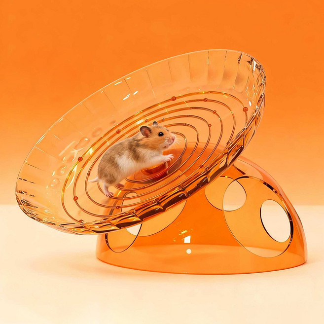 랜보어 햄스터 프리스비 휠 은신처 16 x 18 x 12 cm, 오렌지, 1개