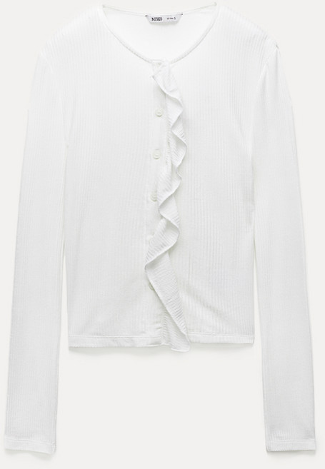 미쏘 여성용 러플 오픈형 티셔츠