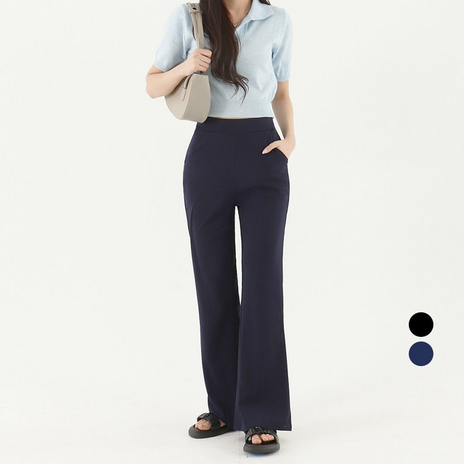 코튼클로젯 여성용 통기성 쿨링원단 스판 밴딩 롱 부츠컷 슬랙스