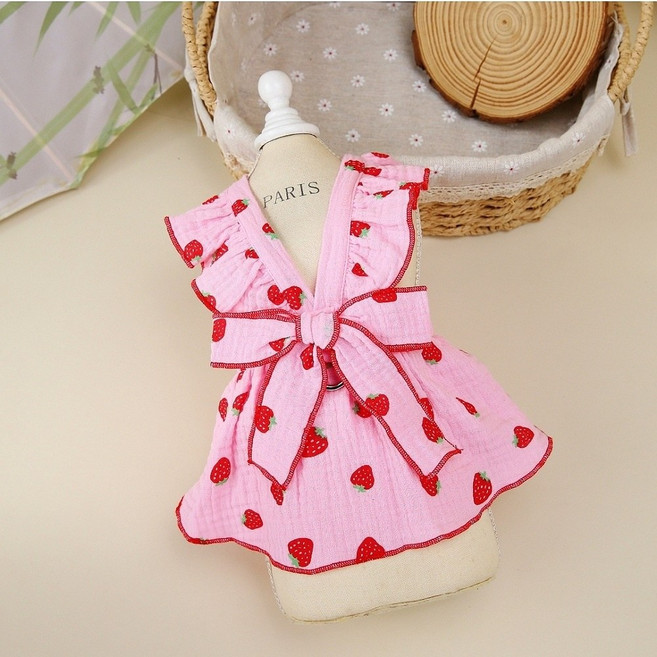 코코스튜디오 강아지 베리베리 하네스 프릴 멜빵 치마, 핑크, 1개