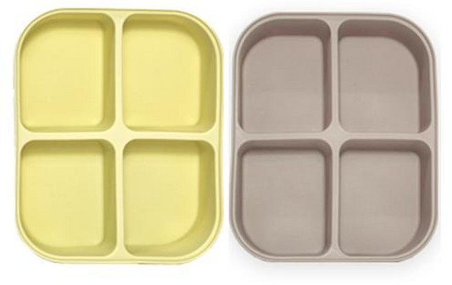 MODU'I BLUEMAMA 矽膠副食品分裝盒 4格 2入組, 1組, 豆沙綠+米色, 372ml