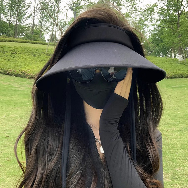 더시럽 여성용 챙 넓은 와이드 햇빛 가리개 사이즈 조절 썬캡