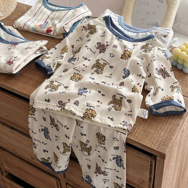 HARAROI 兒童卡通恐龍夏季家居服上下套裝