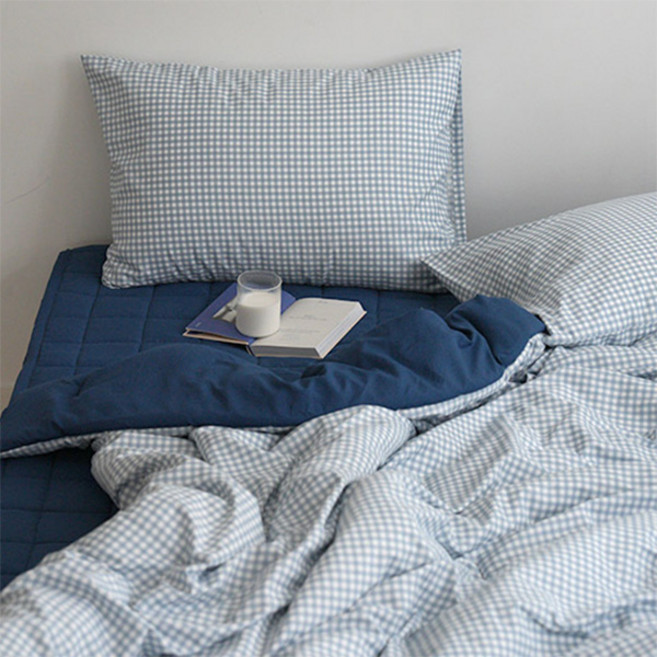 I'm Bedding Merry 柔軟無塵四季被, 格紋海軍藍
