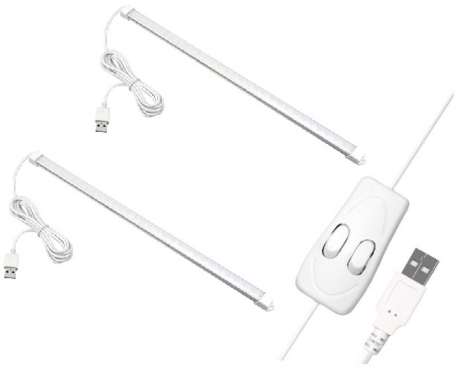 대한 USB LED 바 조명 3색 52cm 2p, 주황 빛 + 아이보리 빛 + 흰색 빛