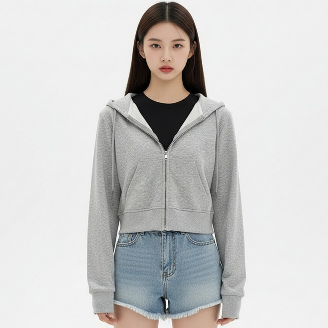 Marketpia 日常休閒春秋短版連帽拉鍊外套