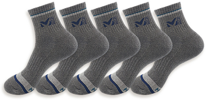 밀레 남성용 파일 쿠션 등산 양말 5족 세트 A, 다크그레이, 1세트