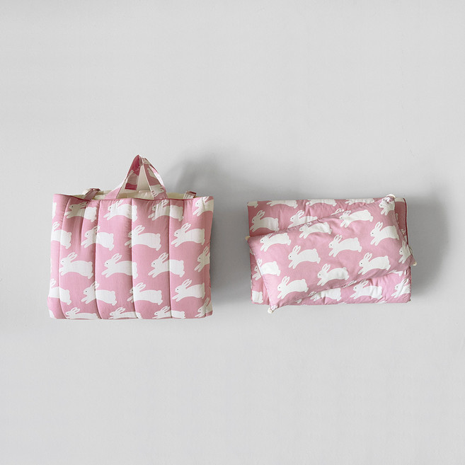 프랑브아즈 크링래빗 밍크 볼륨업 어린이집 낮잠이불 세트 겨울용, CandyPink