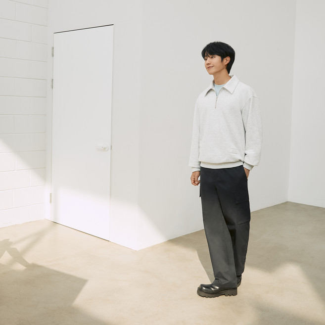 Mind Bridge 男款棉質寬版鬆緊帶工裝褲 MXPT6152