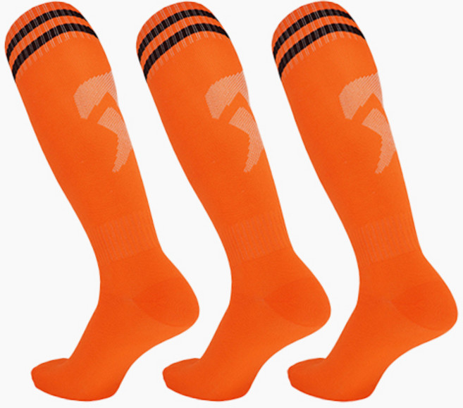 남성용 축구 논슬립 스포츠 니삭스, 오렌지, 3세트